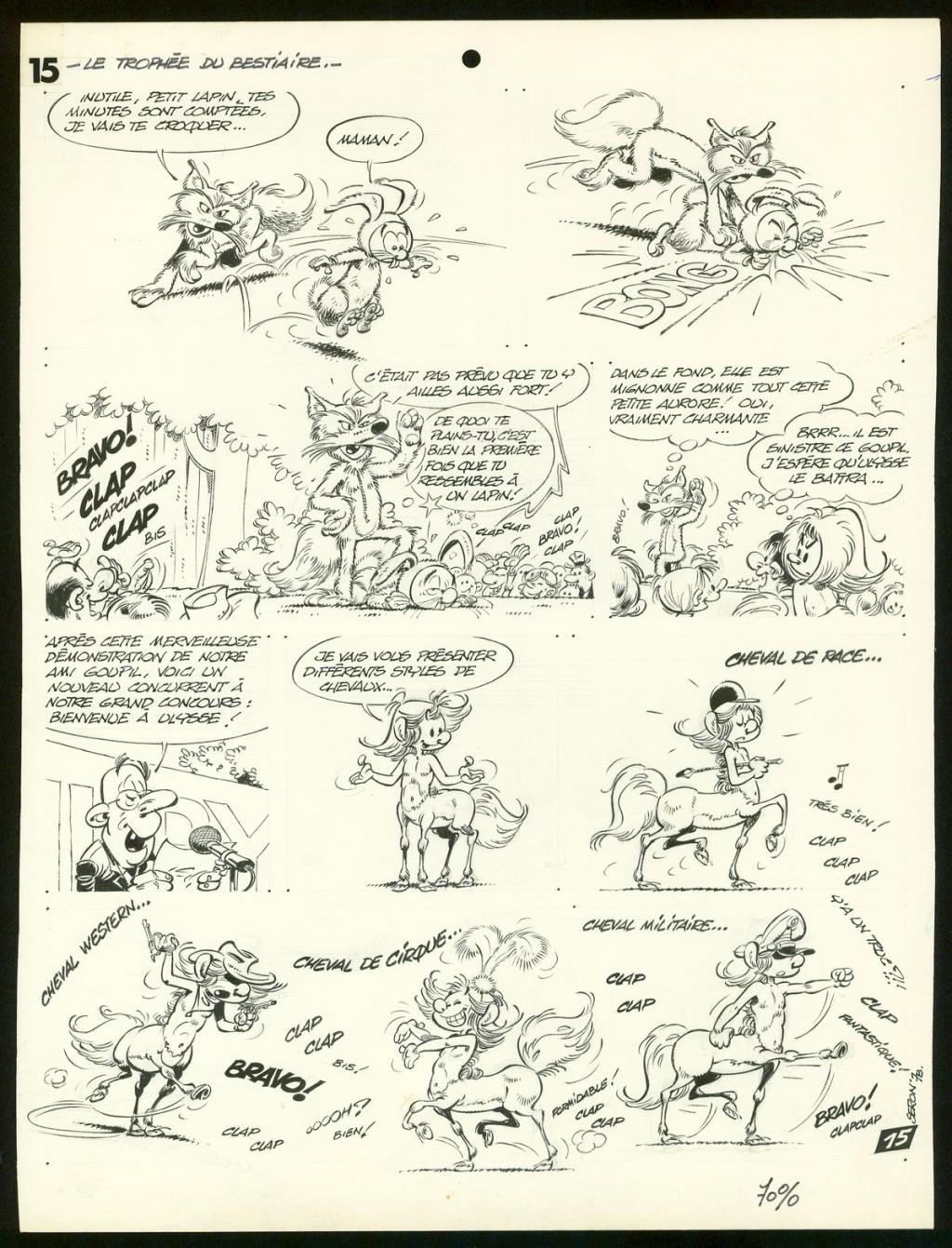 Planche originale de l'histoire " Le trophée du bestiaire " - Pierre Seron - Encre de Chine sur papier - 3466