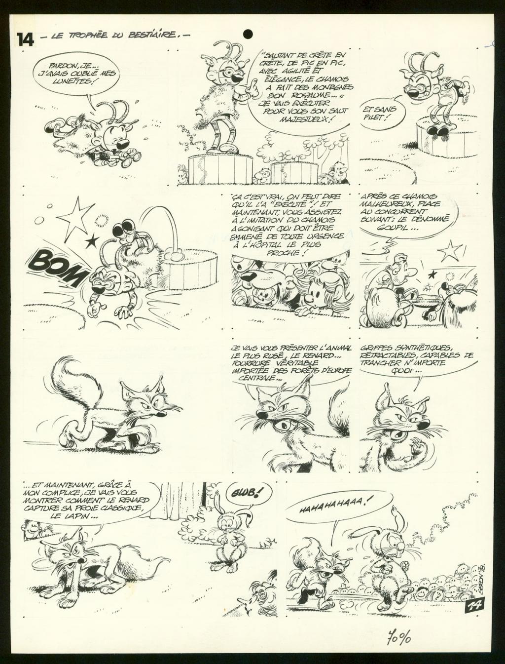 Planche originale de l'histoire " Le trophée du bestiaire " - Pierre Seron - Encre de Chine sur papier - 3467