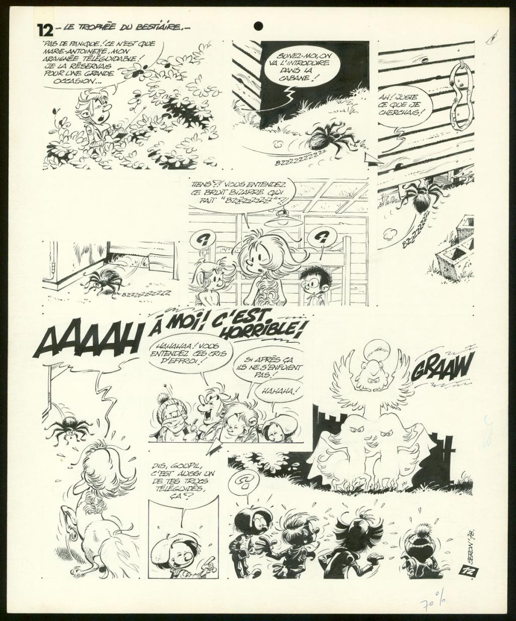 Planche originale de l'histoire " Le trophée du bestiaire " - Pierre Seron - Encre de Chine sur papier - 3469