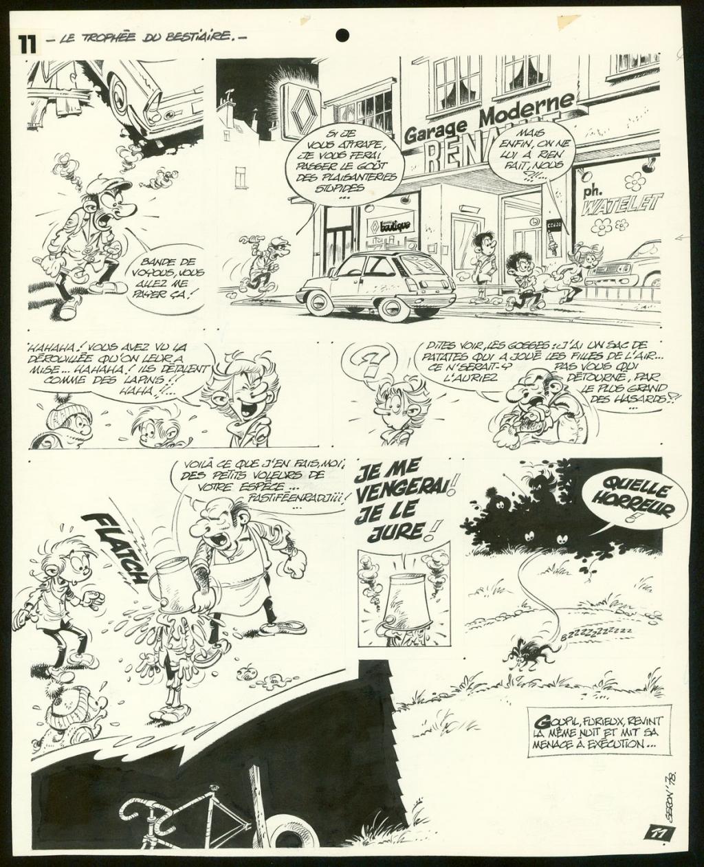 Planche originale de l'histoire " Le trophée du bestiaire " - Pierre Seron - Encre de Chine sur papier - 3470