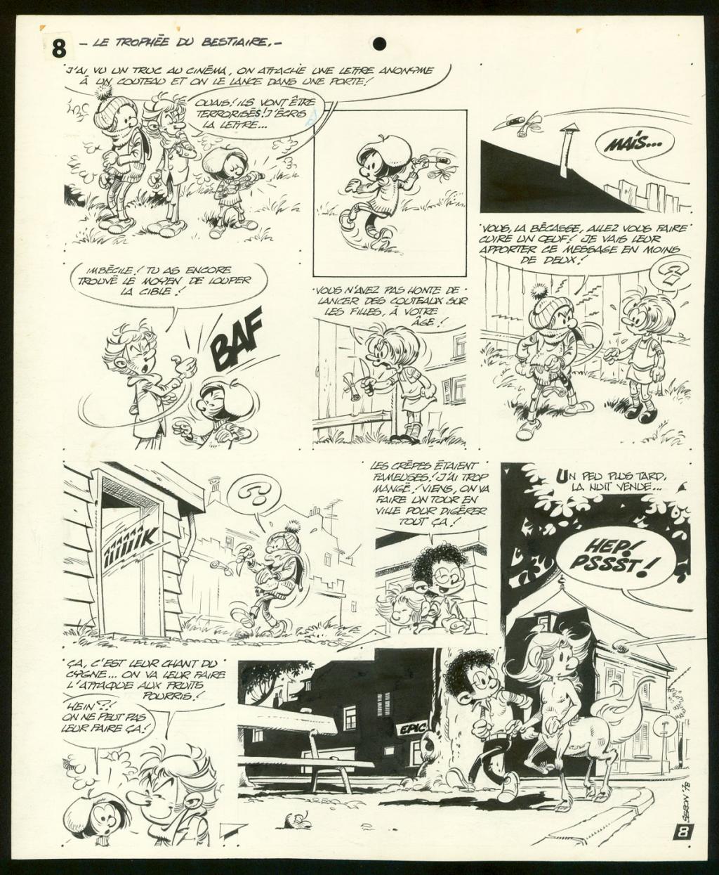 Planche originale de l'histoire " Le trophée du bestiaire " - Pierre Seron - Encre de Chine sur papier - 3478