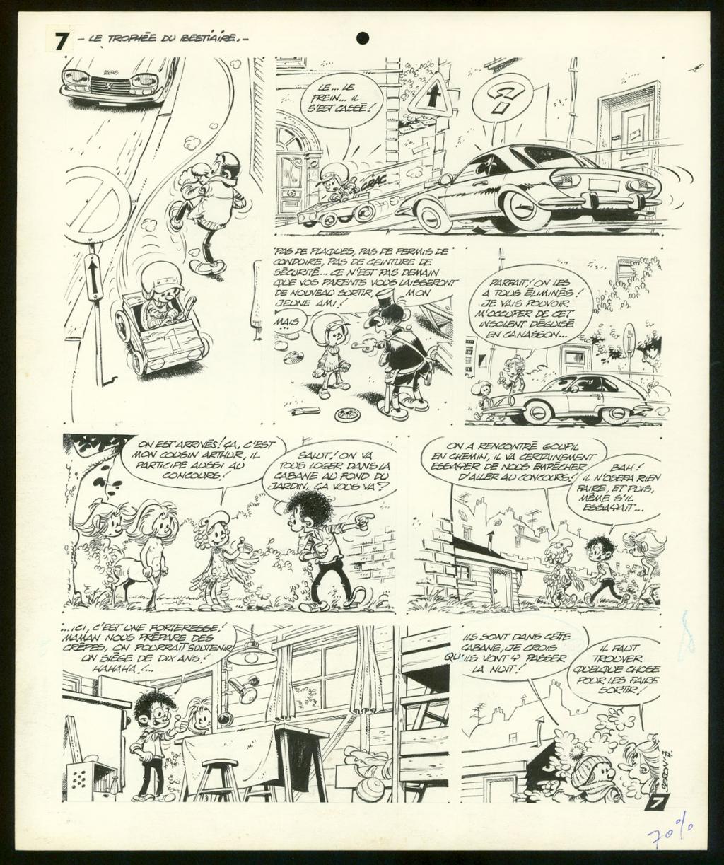 Planche originale de l'histoire " Le trophée du bestiaire " - Pierre Seron - Encre de Chine sur papier - 3479