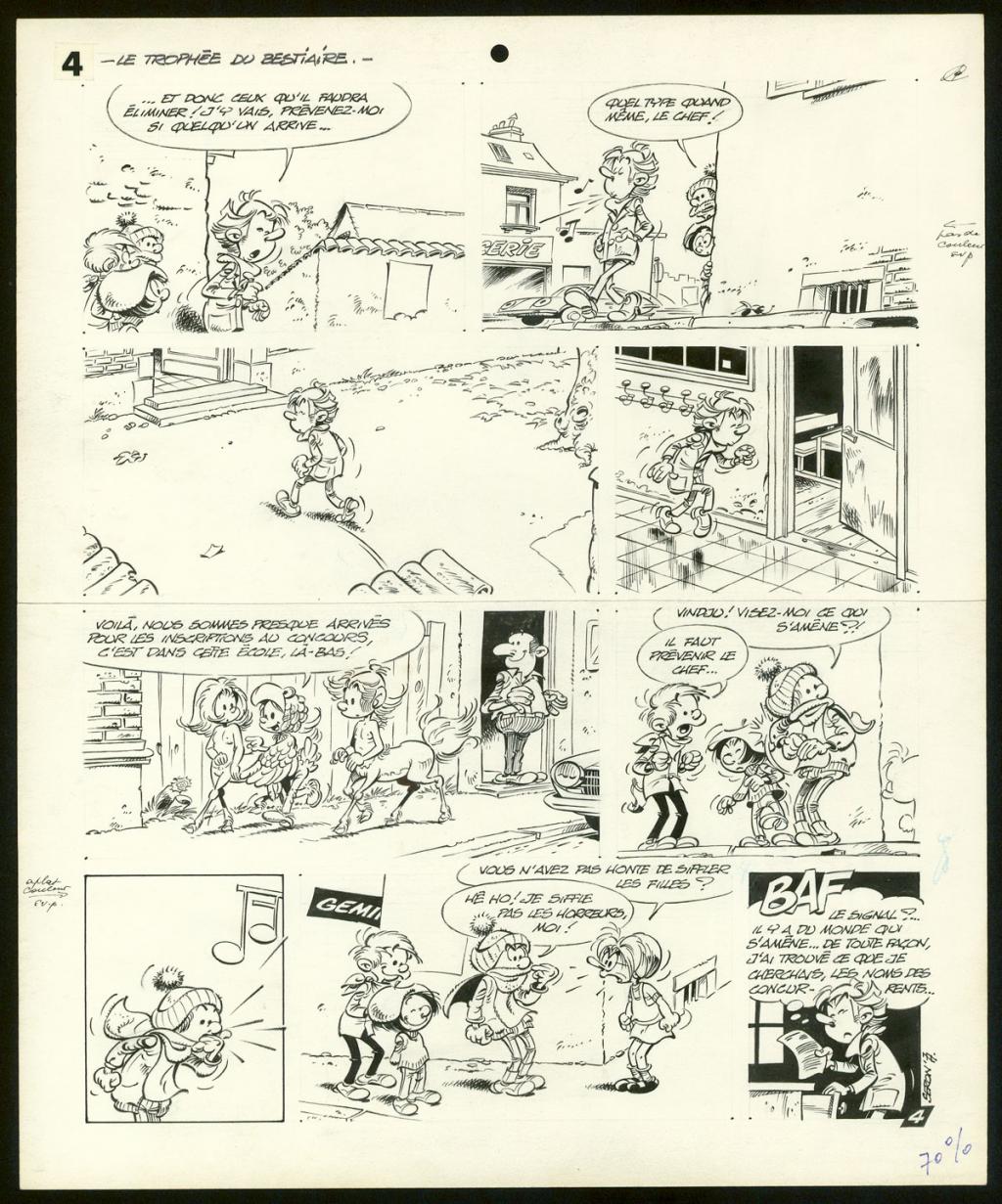 Planche originale de l'histoire " Le trophée du bestiaire " - Pierre Seron - Encre de Chine sur papier - 3474