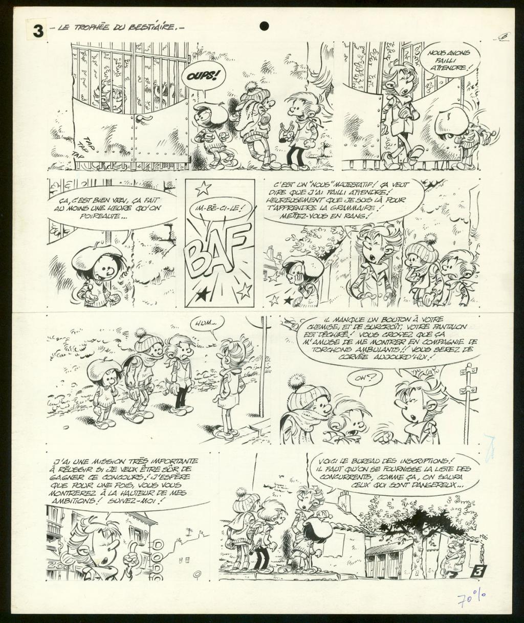 Planche originale de l'histoire " Le trophée du bestiaire " - Pierre Seron - Encre de Chine sur papier - 3475