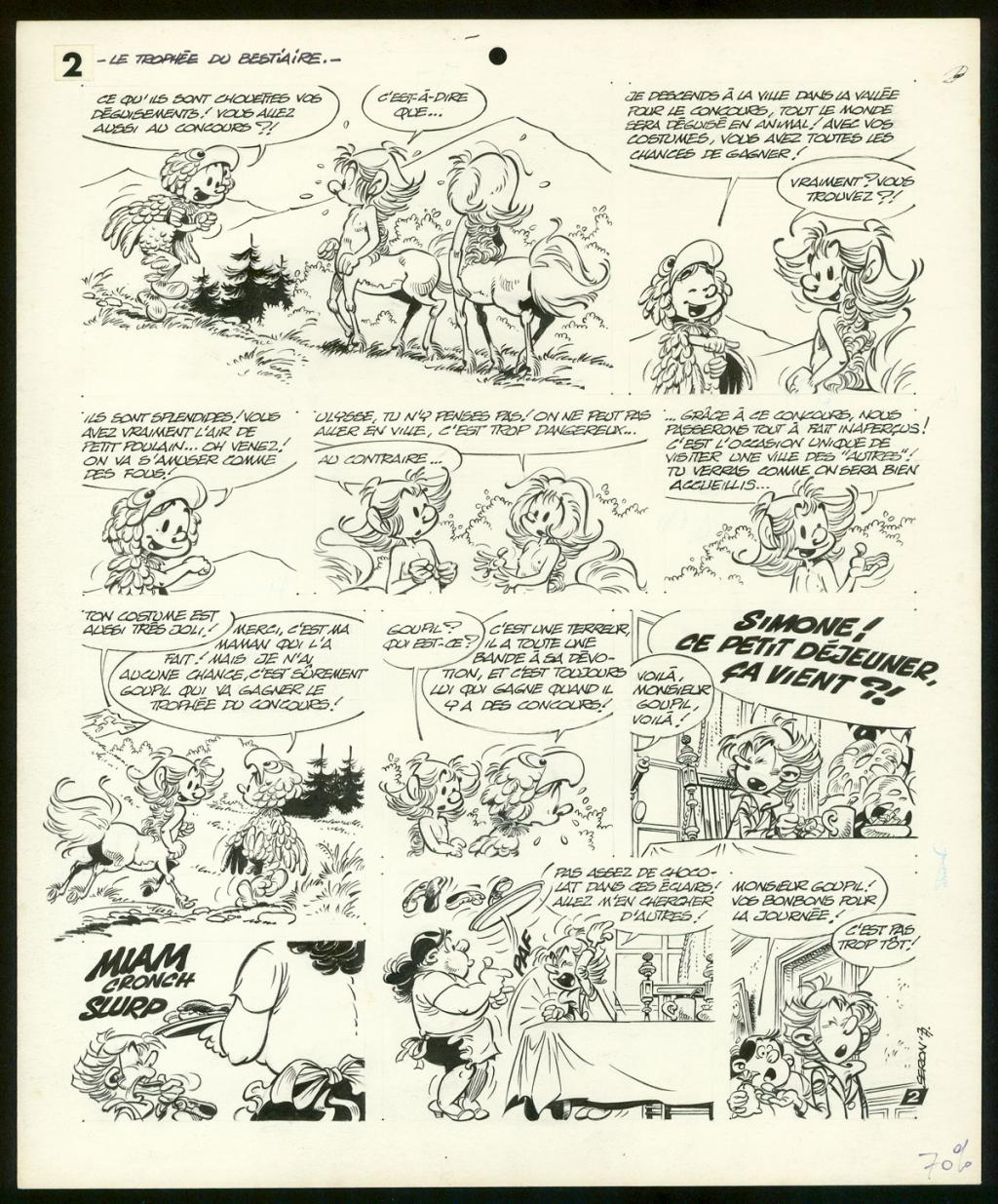 Planche originale de l'histoire " Le trophée du bestiaire " - Pierre Seron - Encre de Chine sur papier - 3476
