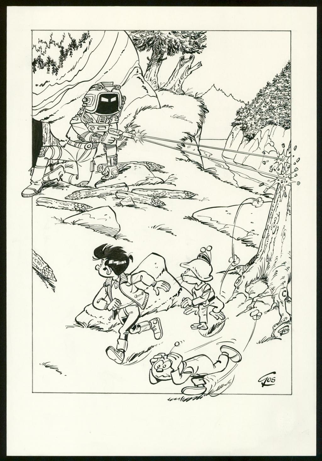 Couverture originale de l'édition de luxe 1/1 sortie en 2016 (tomes 11 et 12) - Roland Gos - Encre de Chine sur papier - 5049