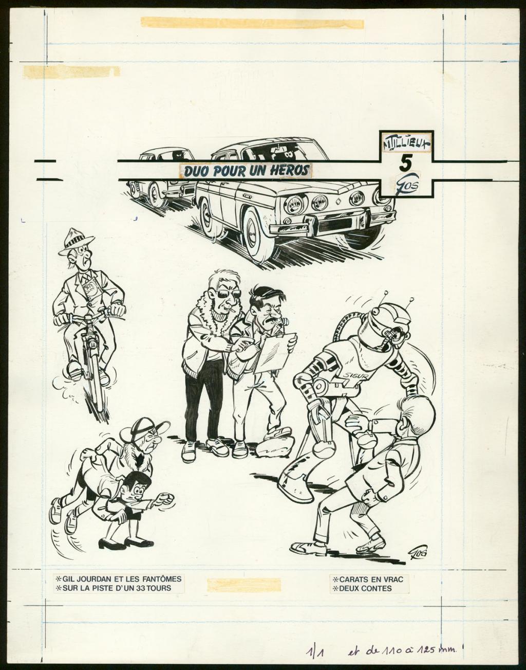 Couverture originale, "Tout sur Gil Jourdan n°5 - Roland Gos - Encre de Chine sur papier - 5051