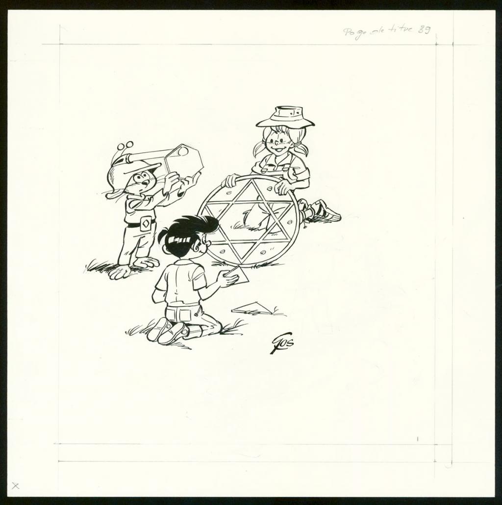 Illustration originale, page de titre de l'album - Roland Gos - Encre de Chine sur papier - 5052