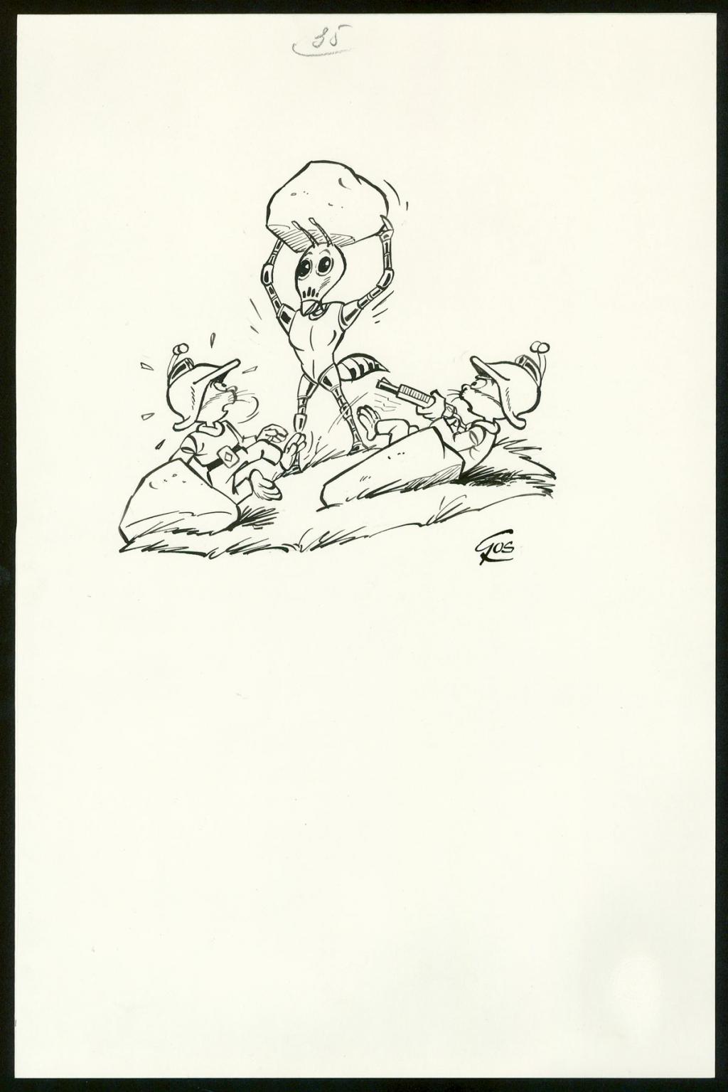 Illustration originale, page de titre - Roland Gos - Encre de Chine sur papier - 5054