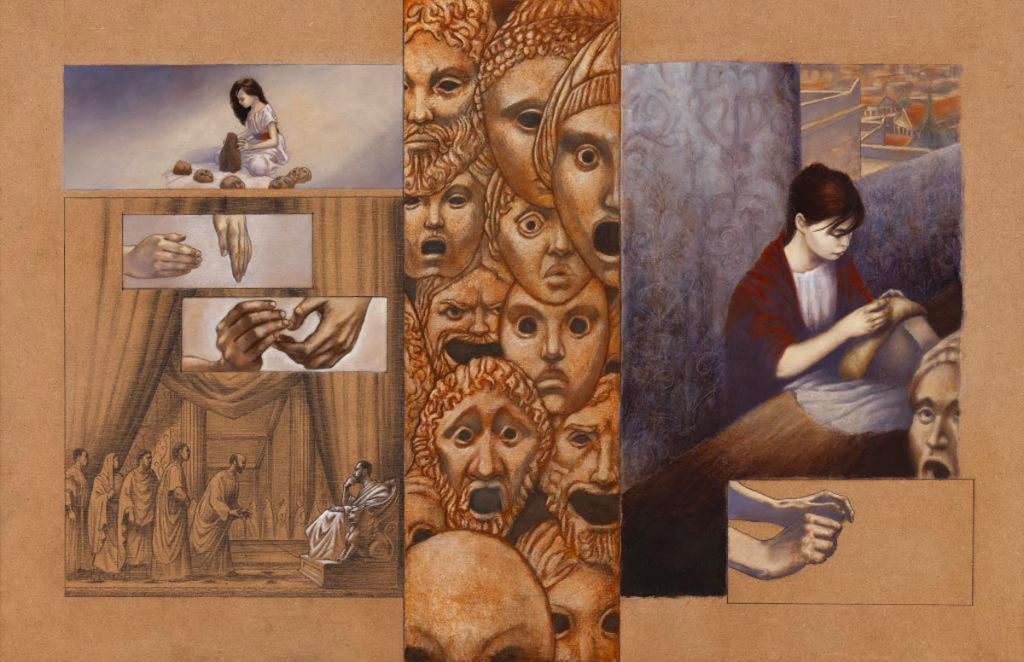 Double-planche originale n°8 et 9 - Régis Penet - Huile et crayon sur bois - 3572