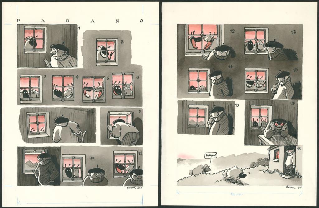 Planches originales en couleurs directes  pour un gag en 2 pages - F'murr - Encre de Chine et encre de couleur sur papier - 3695