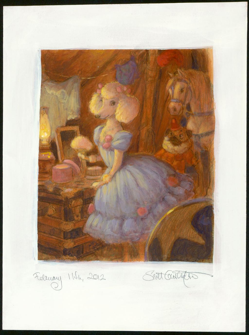 Illustration originale - Circus Poodle - Scott Gustafson - Technique mixte - 3876