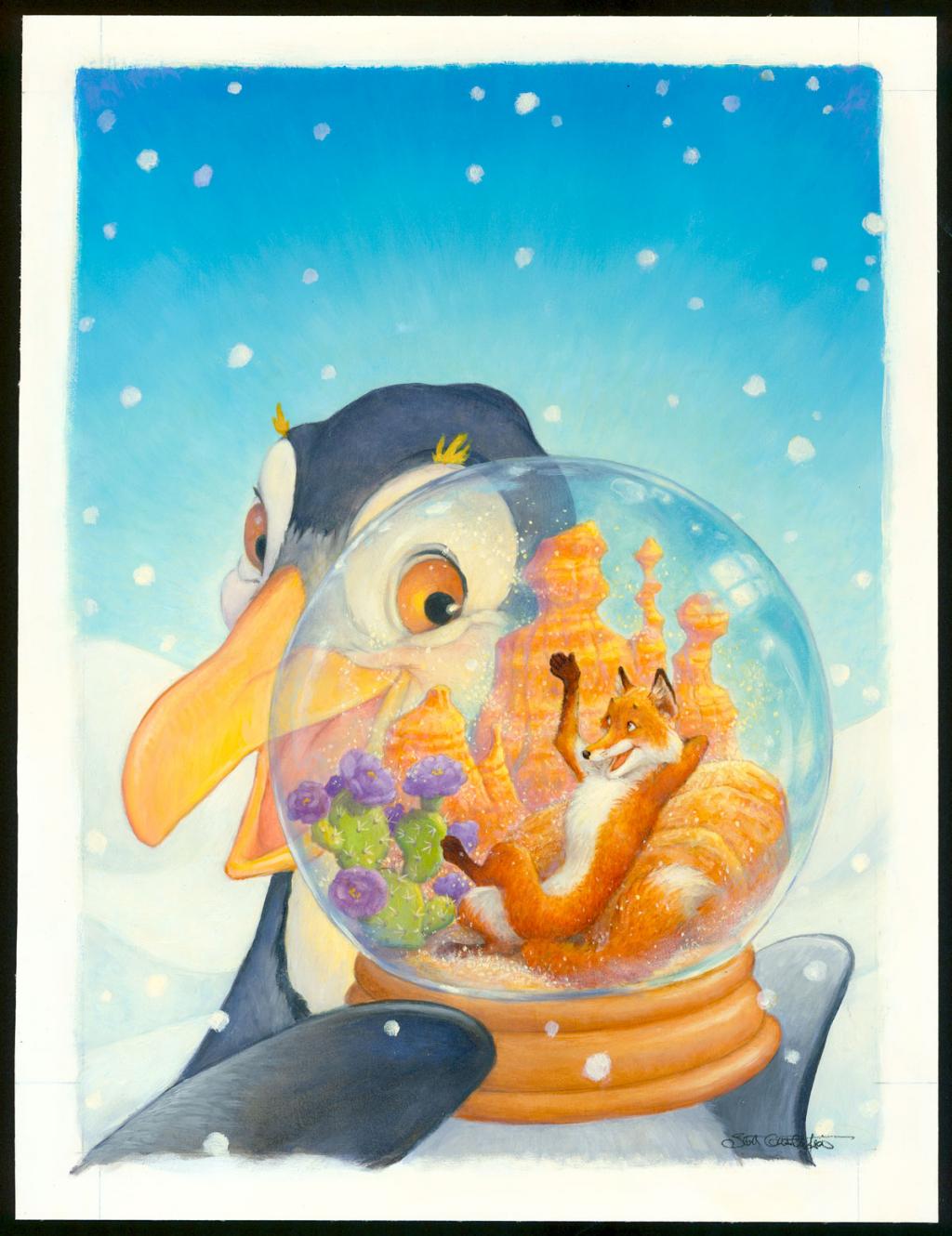 Peinture originale " The Fox and the Penguin - Scott Gustafson - Acrylique - 3864