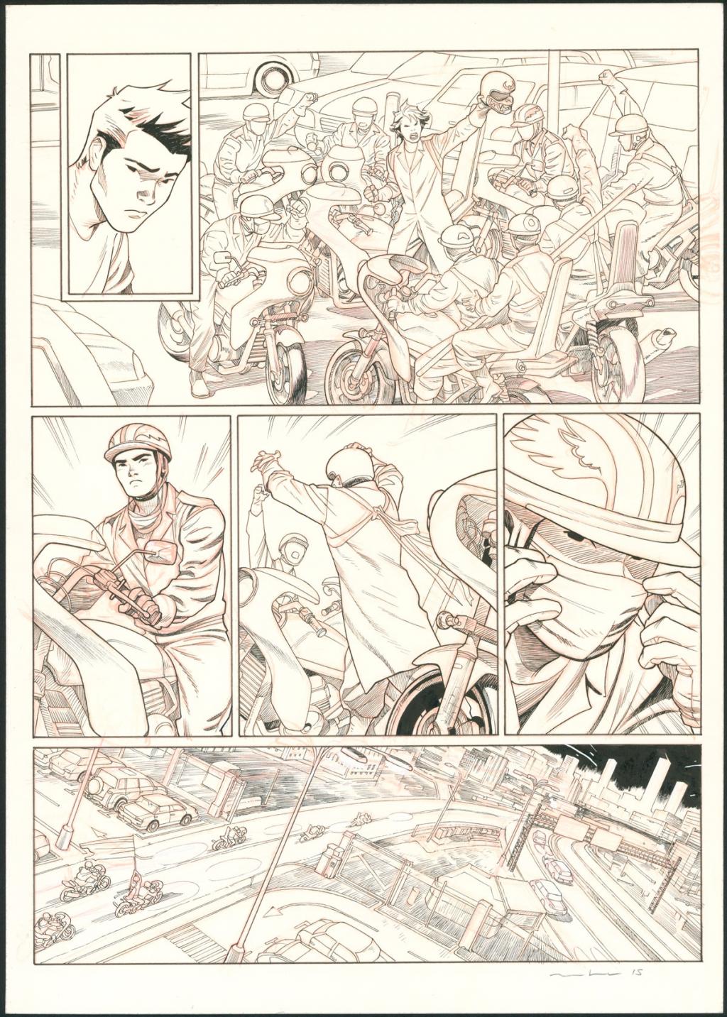 Planche originale - Marcial Toledano - Encre de Chine et crayon rouge sur papier - 3667