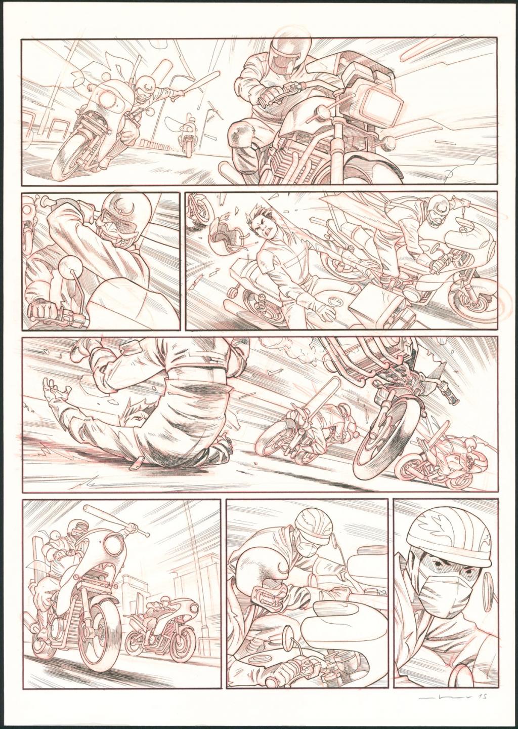 Planche originale - Marcial Toledano - Encre de Chine et crayon rouge sur papier - 3666