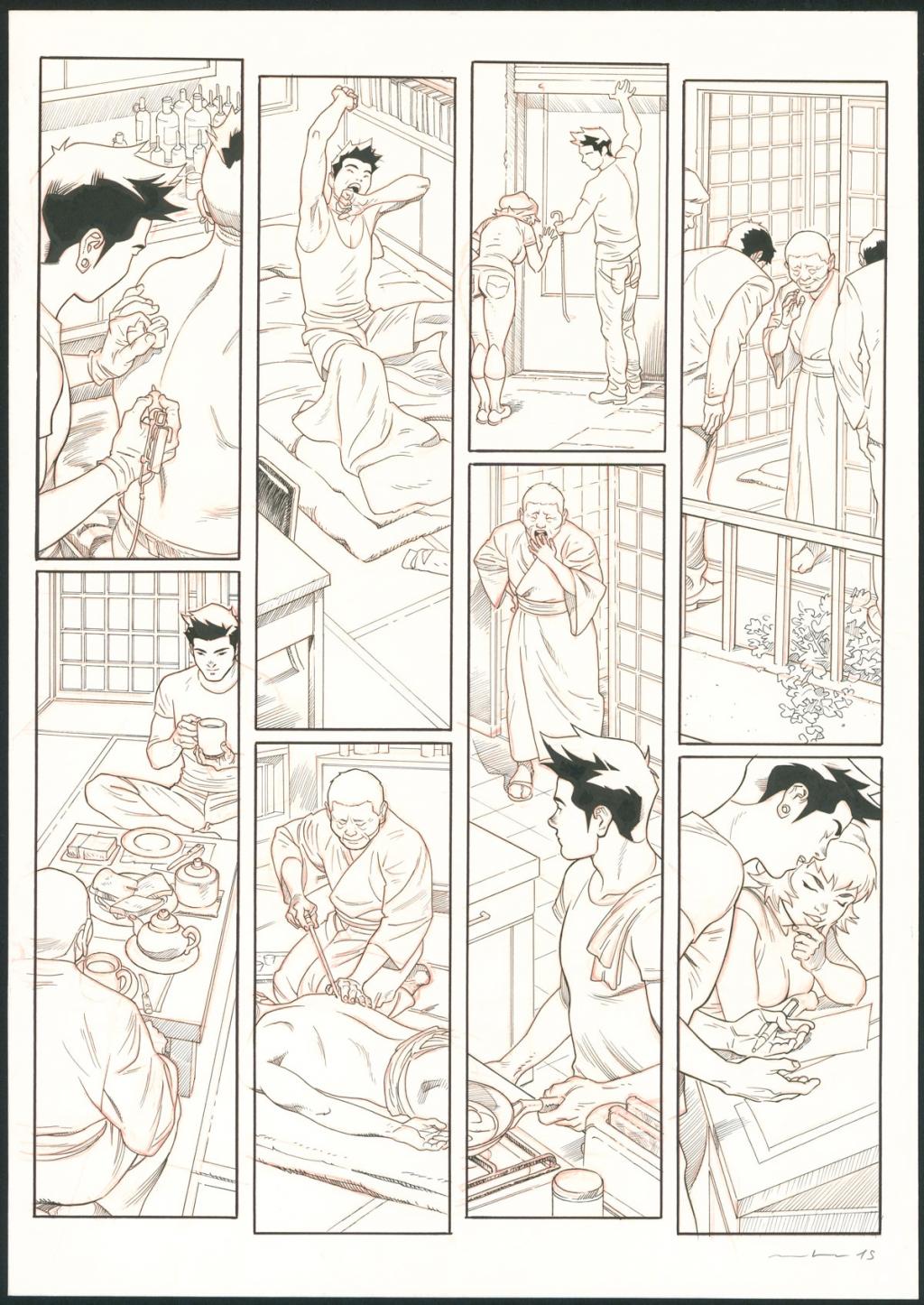 Planche originale - Marcial Toledano - Encre de Chine et crayon rouge sur papier - 3665