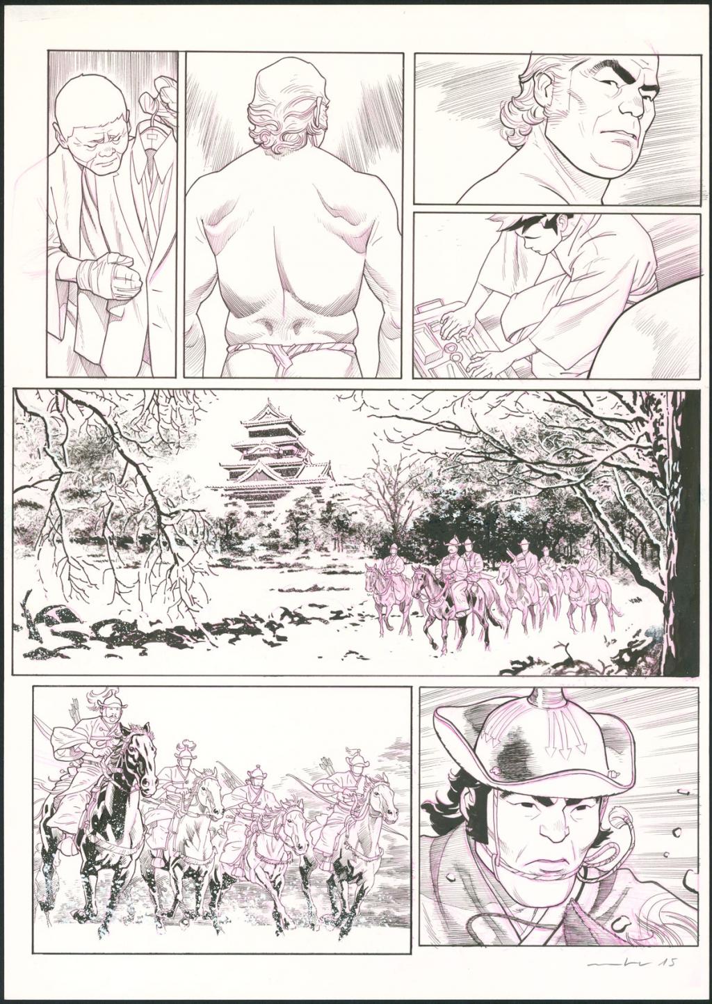 Planche originale - Marcial Toledano - Encre de Chine et crayon rouge sur papier - 3664