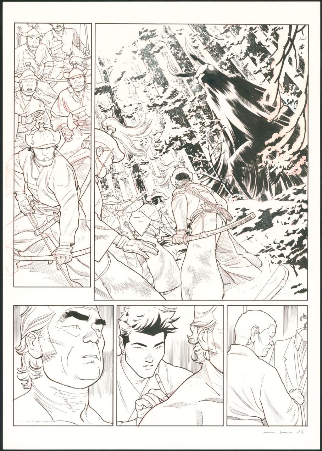 Planche originale - Marcial Toledano - Encre de Chine et crayon rouge sur papier - 3663