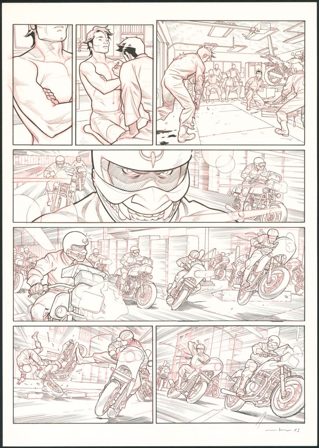 Planche originale - Marcial Toledano - Encre de Chine et crayon rouge sur papier - 3662