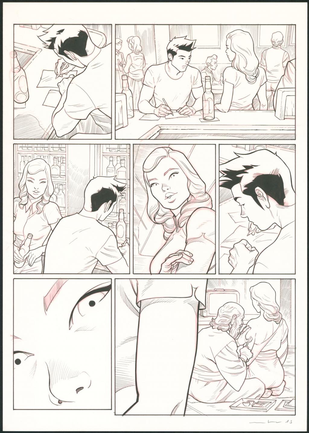 Planche originale - Marcial Toledano - Encre de Chine et crayon rouge sur papier - 3661