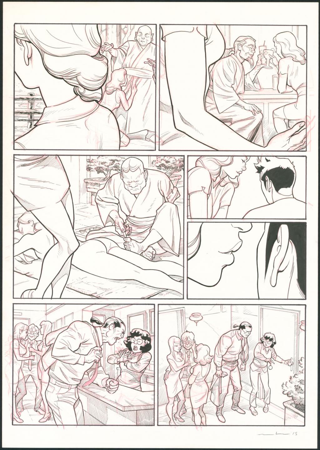 Planche originale - Marcial Toledano - Encre de Chine et crayon rouge sur papier - 3686