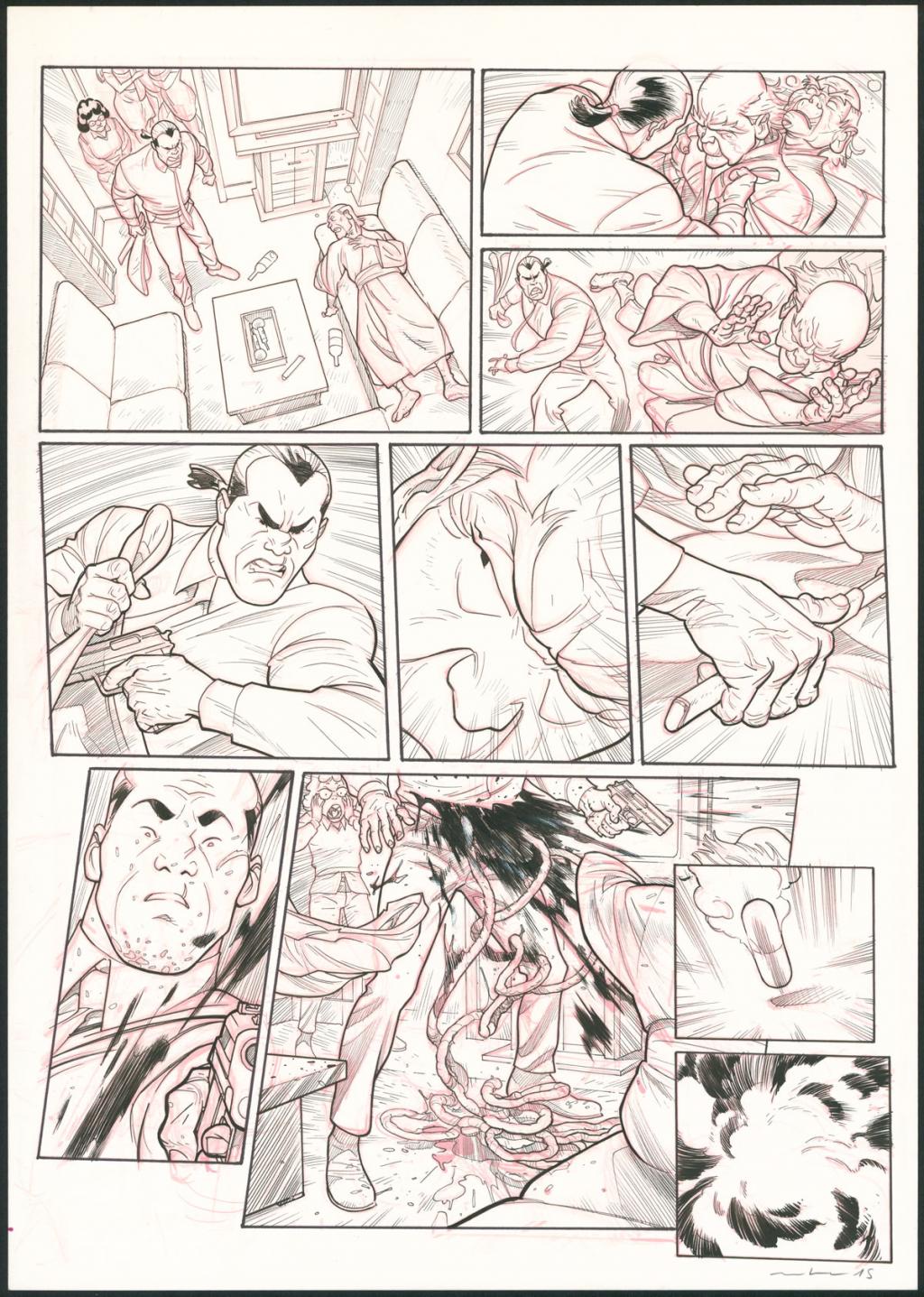 Planche originale - Marcial Toledano - Encre de Chine et crayon rouge sur papier - 3660