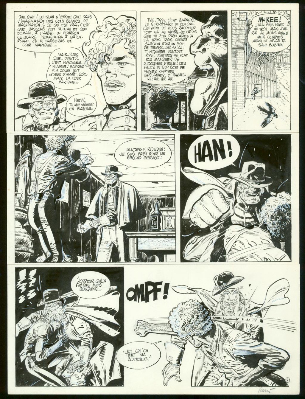 Planche originale n°8, rustine en case 1 - Christian Rossi - Encre de Chine sur papier - 3510