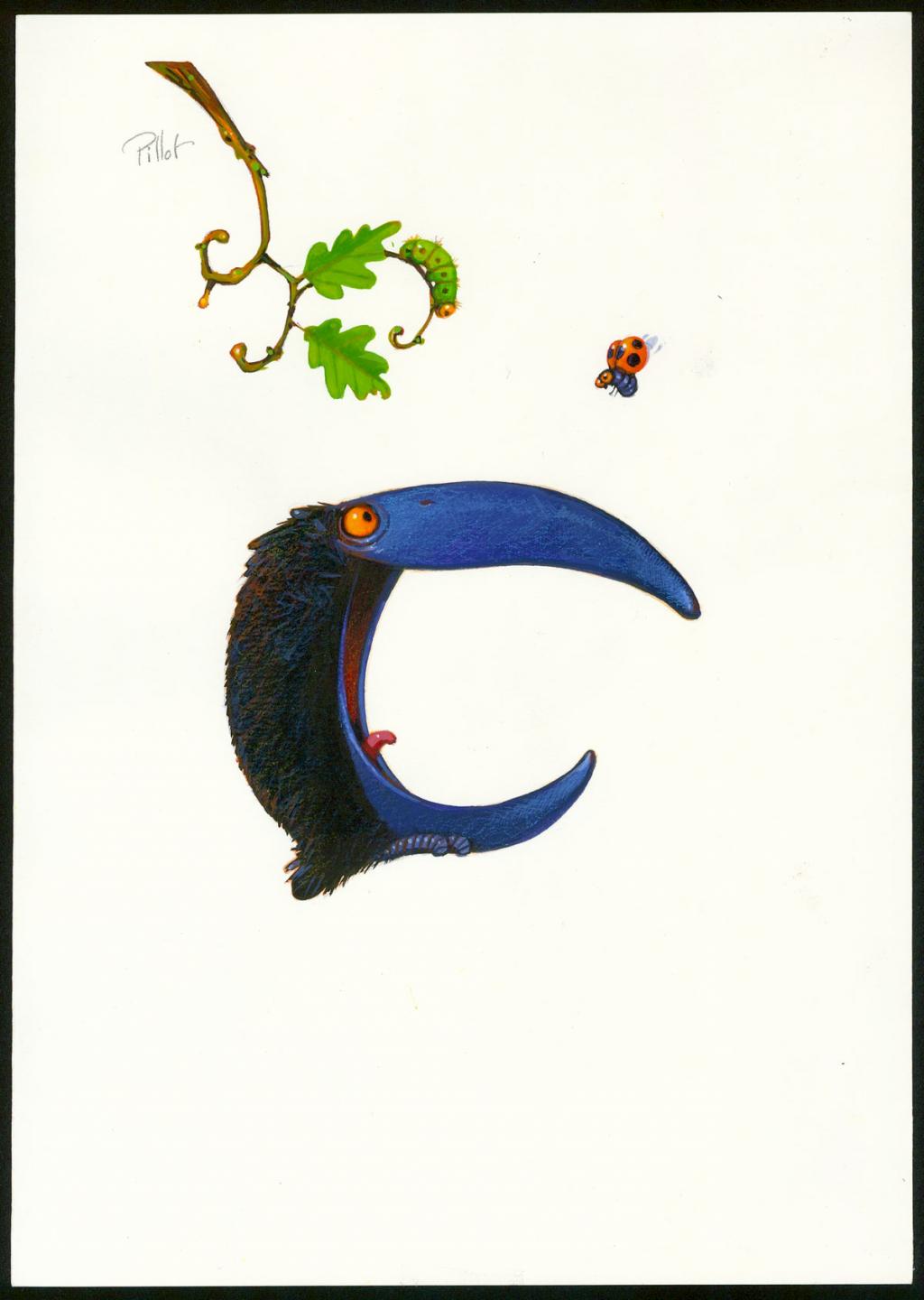 Illustration originale, Corbeau - Frédéric Pillot - Acrylique rehaussée de craie - 4823