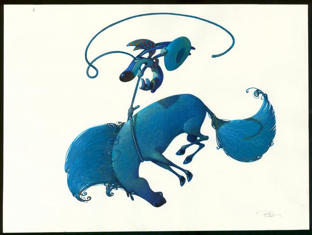 Illustration originale de l'abecedaire de lulu " - Frédéric Pillot - Acrylique rehaussée de craie - 6254