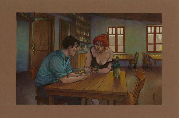 Illustration originale, issue d?un récit inédit - Miguelanxo Prado - Acrylique sur papier teinté - 3768