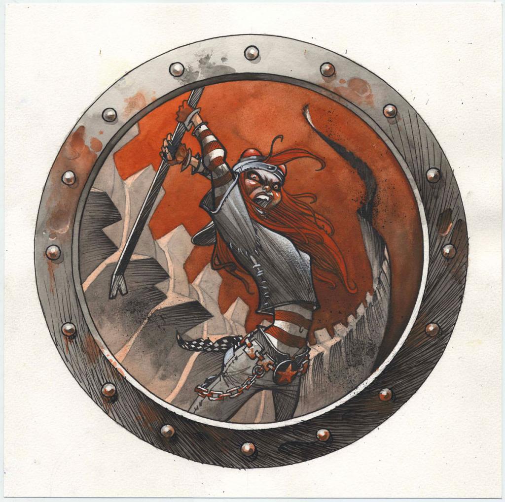 Illustration originale intitulée "Alligator 427 - Cromwell - Encre de Chine et encre de couleur sur papier - 4307