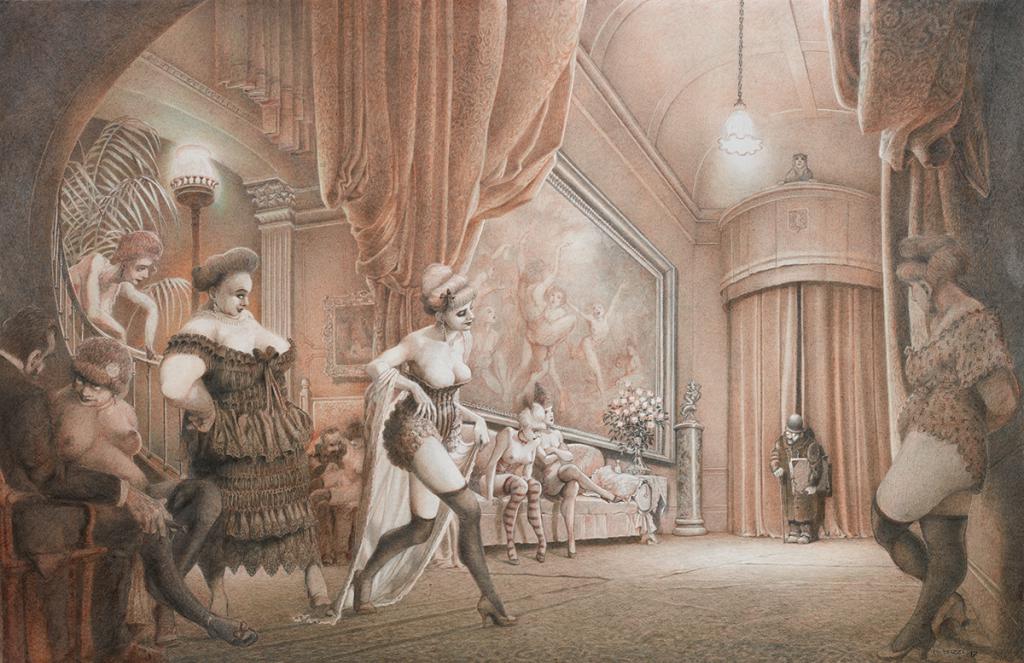 Toulouse Lautrec, illustration originale - Paul & Gaëtan Brizzi - Crayon de cire sur papier - 6469