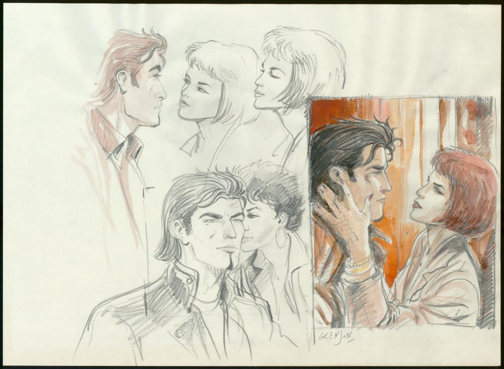 Illustration originale étude de personnage - Olivier Grenson - Crayon et crayons de couleur sur papier - 3578