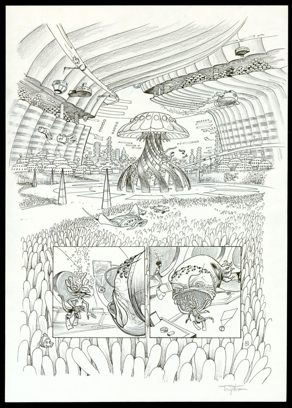 Planche originale avec raccord sur la deuxième petite case - Martin Trystram - Encre de Chine - 4098