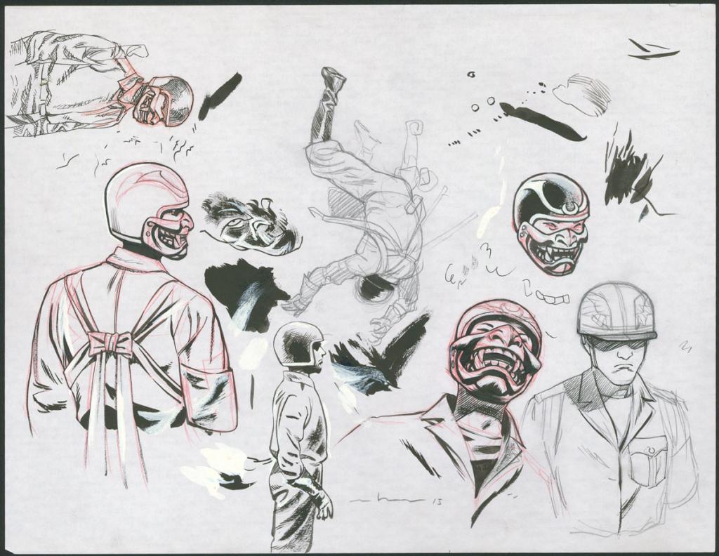 Illustration originale - Marcial Toledano - Encre de Chine, crayon et crayon rouge sur papier - 3655