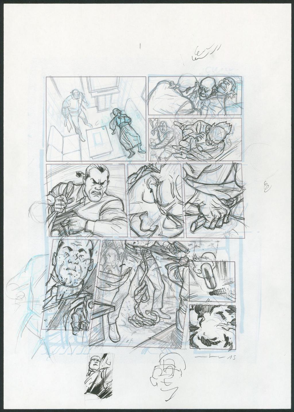 Planche originale crayonnée - Marcial Toledano - Encre de Chine, crayon et crayon bleu sur papier - 3659