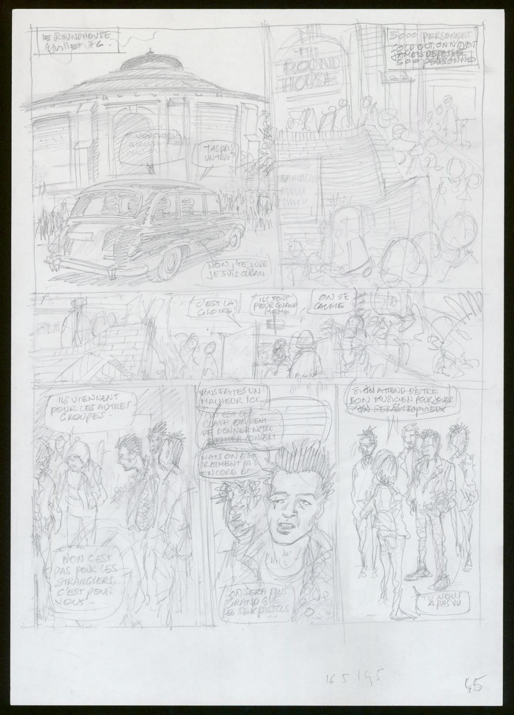 Planche originale n°45 et son crayonné préparatoire - Eric Cartier - Mine de plomb et encre de Chine sur papier - 3786