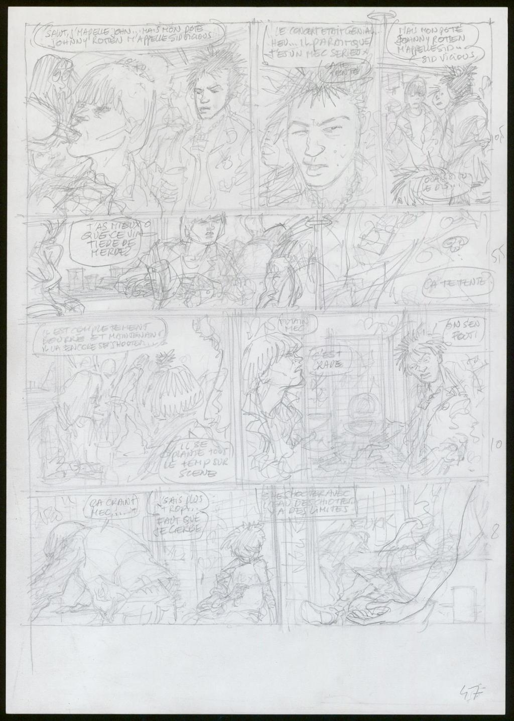 Planche originale n°47 et son crayonné préparatoire - Eric Cartier - Mine de plomb et encre de Chine sur papier - 3627