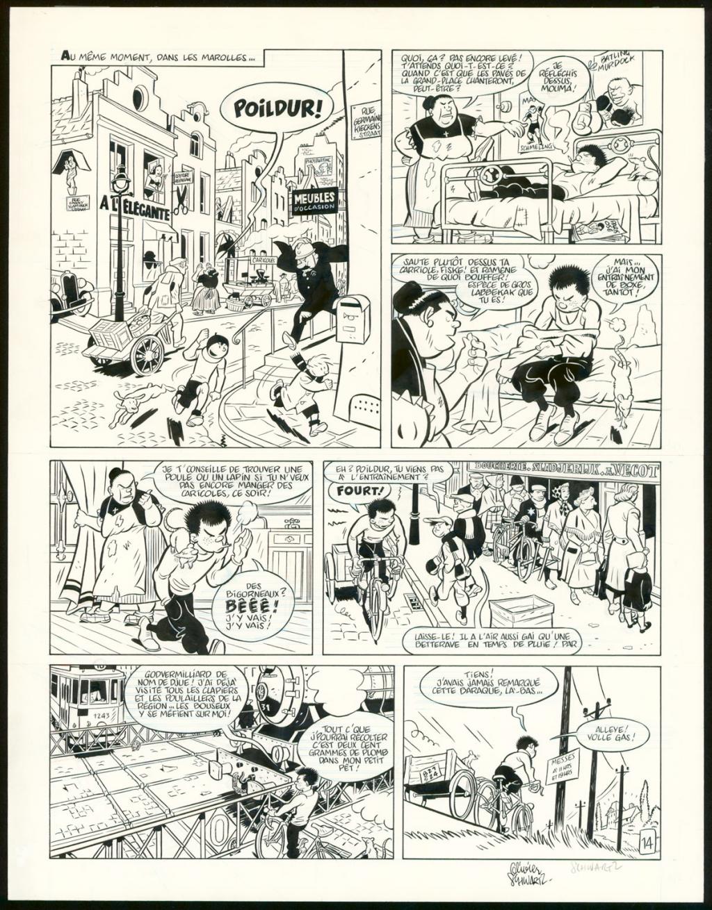 Planche originale n°14 - Olivier Schwartz - Encre de Chine et crayon bleu sur papier - 6172