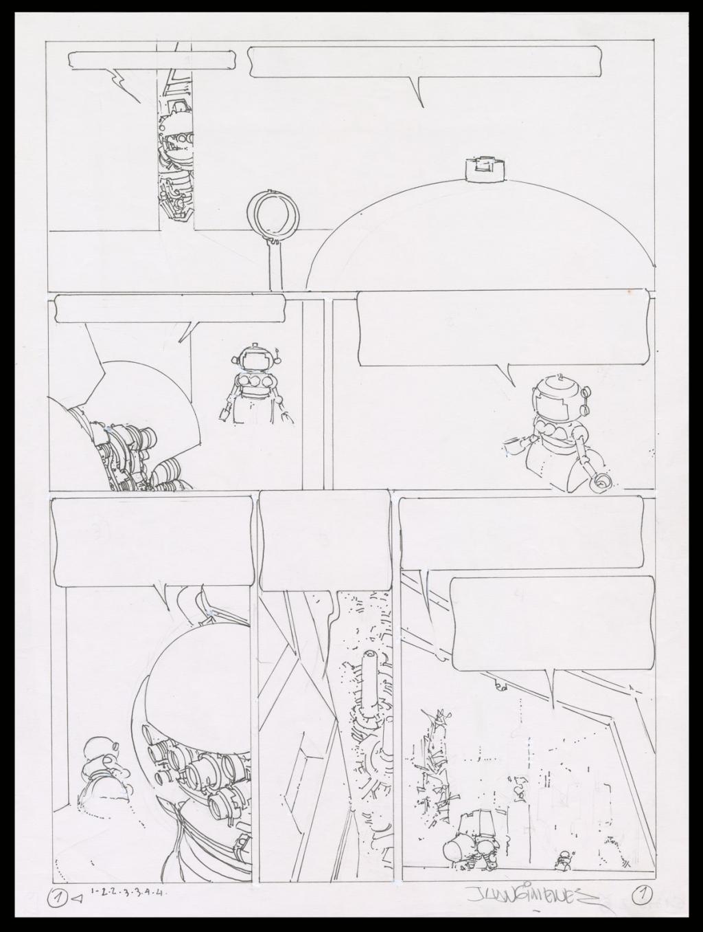 Planche originale n°1 accompagnée de sa première étape - Juan Gimenez - Technique mixte - 4398