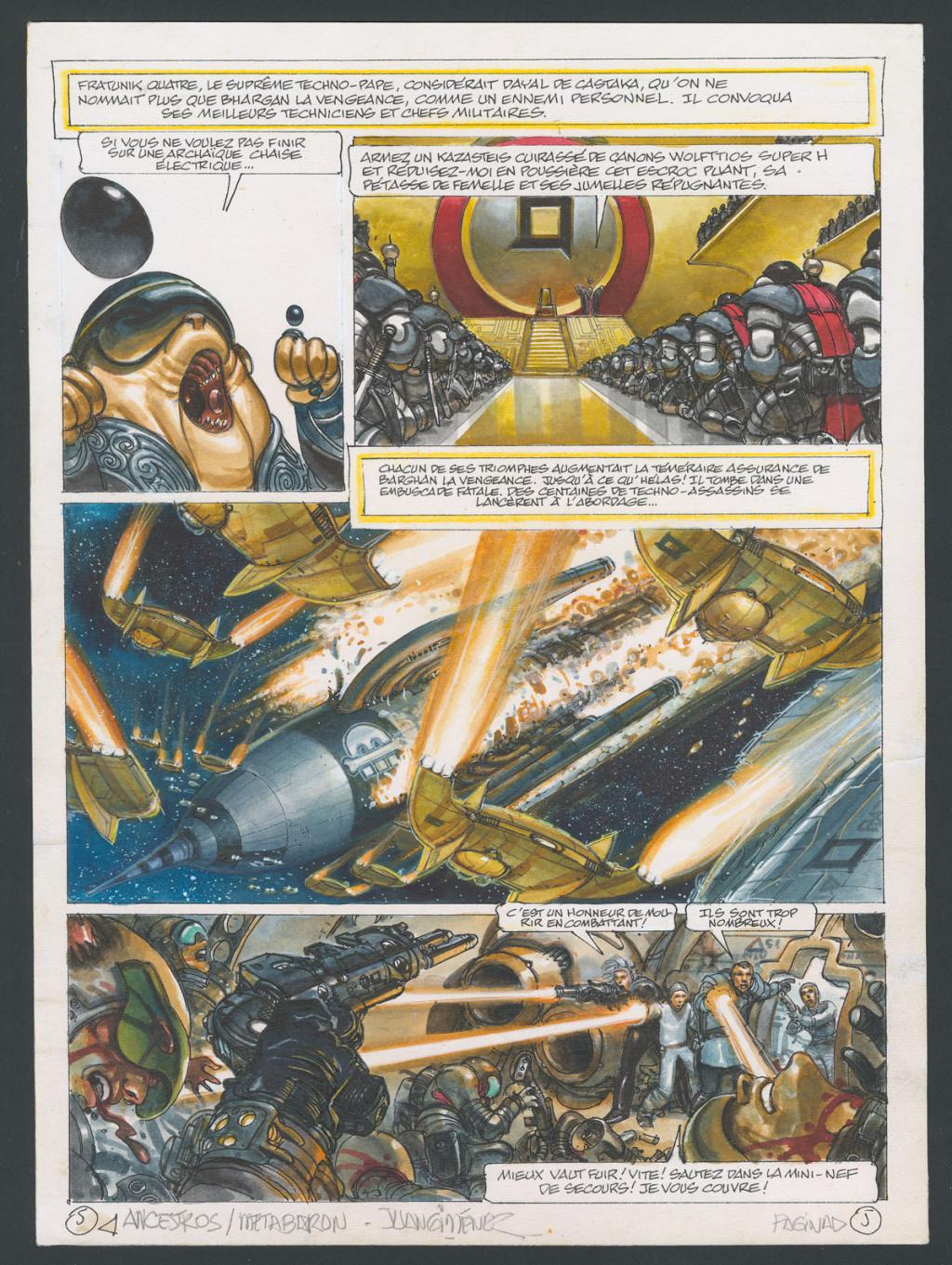 Planche originale n°5 accompagnée de sa première étape - Juan Gimenez - Technique mixte - 4399