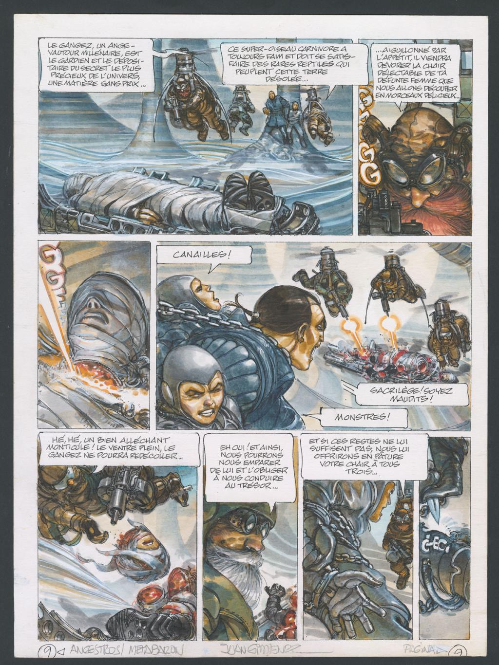 Planche originale n°9 accompagnée de sa première étape - Juan Gimenez - Technique mixte - 4402