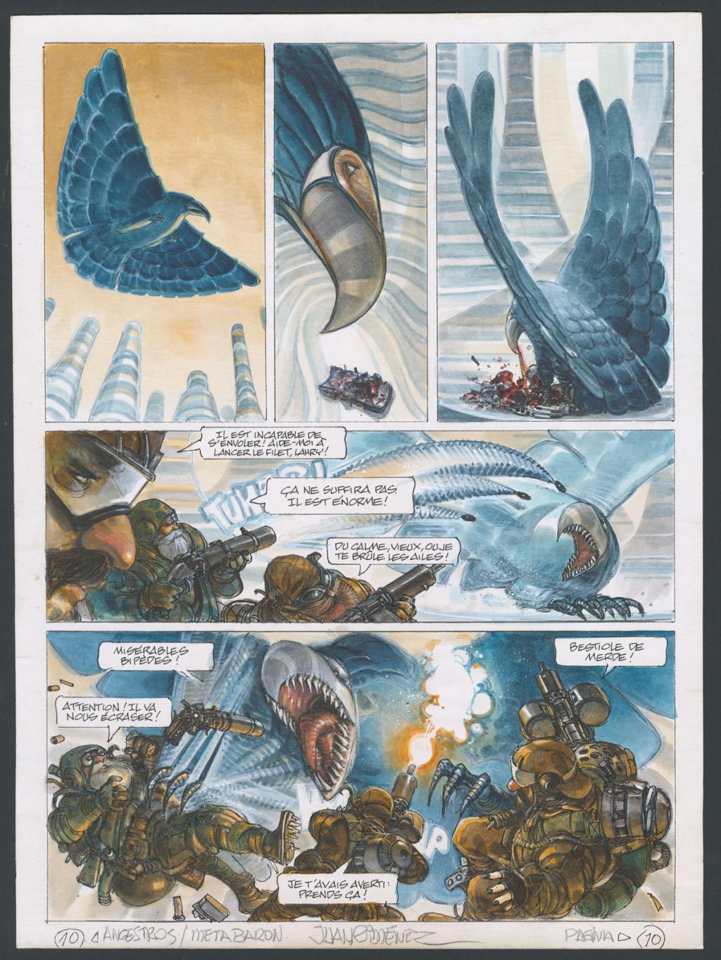 Planche originale n°10 accompagnée de sa première étape - Juan Gimenez - Technique mixte - 4403