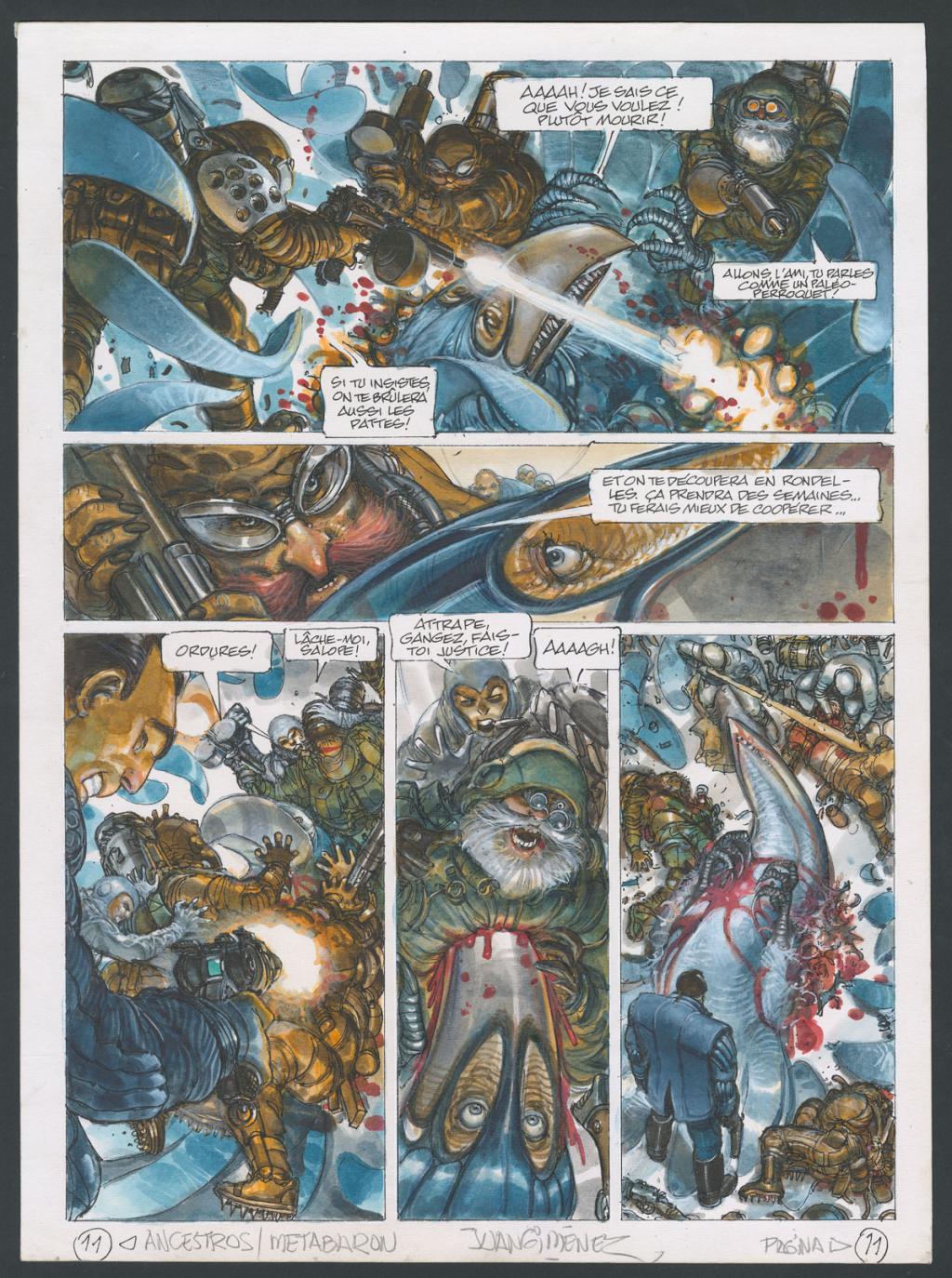 Planche originale n°11 accompagnée de sa première étape - Juan Gimenez - Technique mixte - 4404