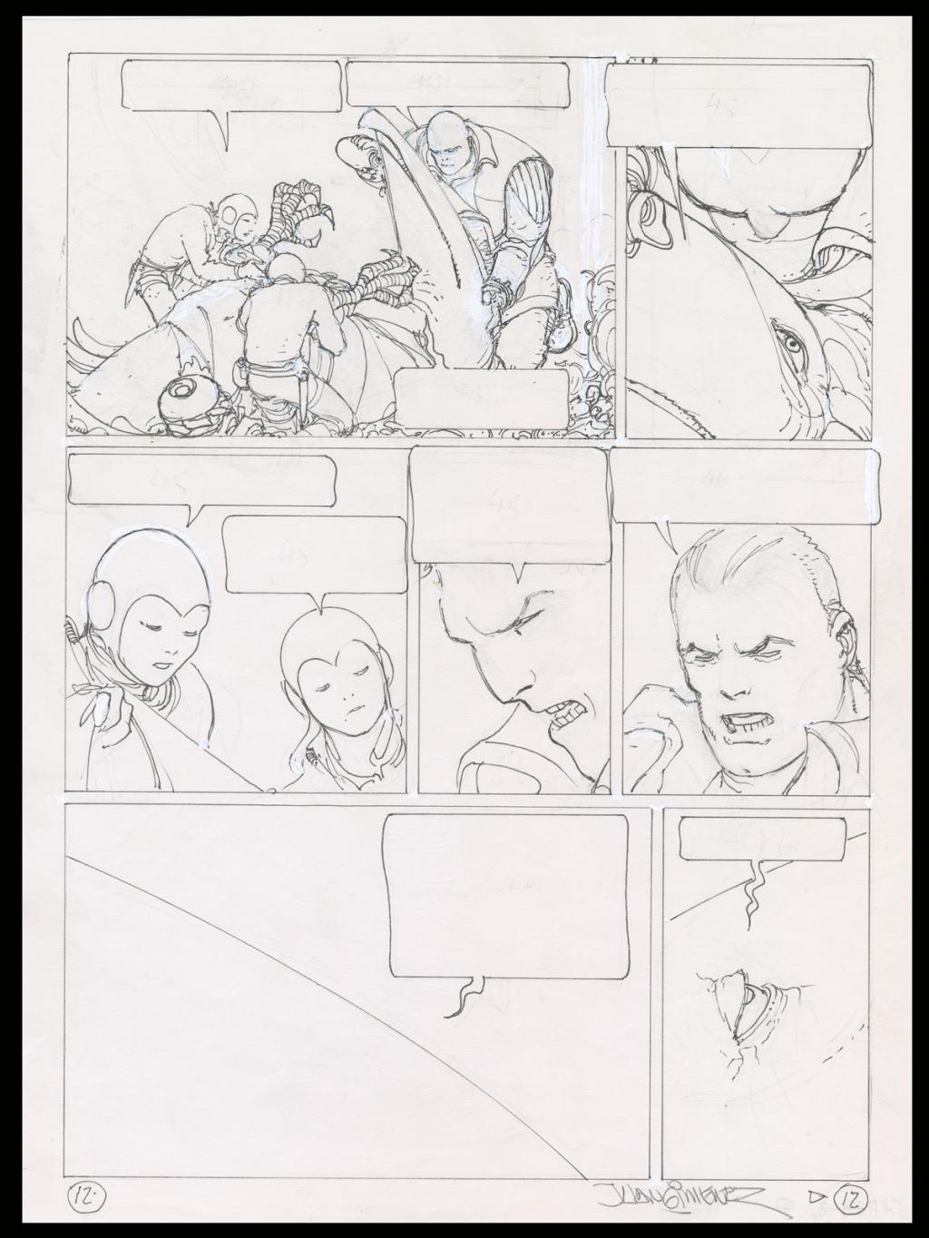 Planche originale n°12 accompagnée de sa première étape - Juan Gimenez - Technique mixte - 4405