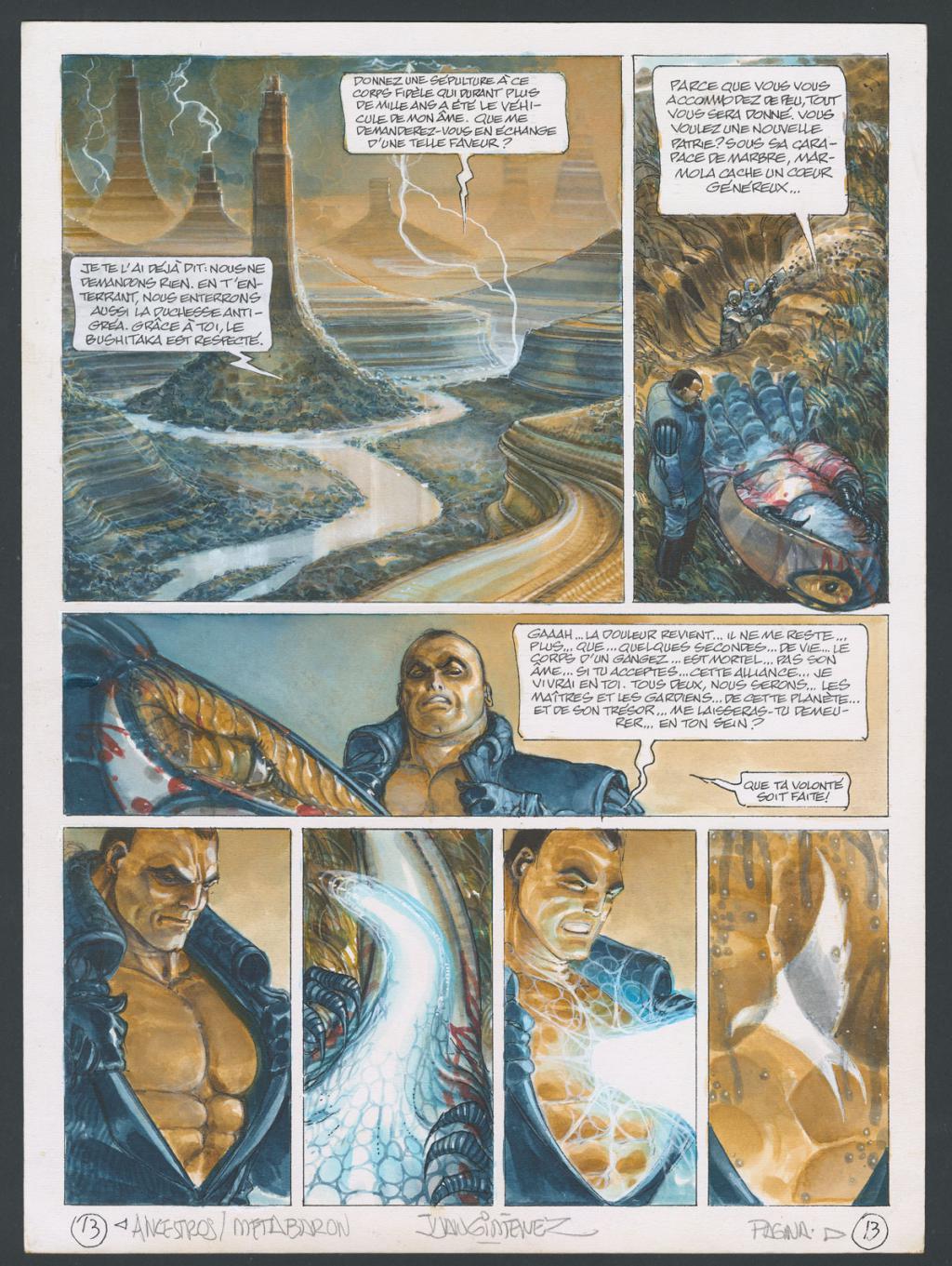 Planche originale n°13 accompagnée de sa première étape - Juan Gimenez - Technique mixte - 4406