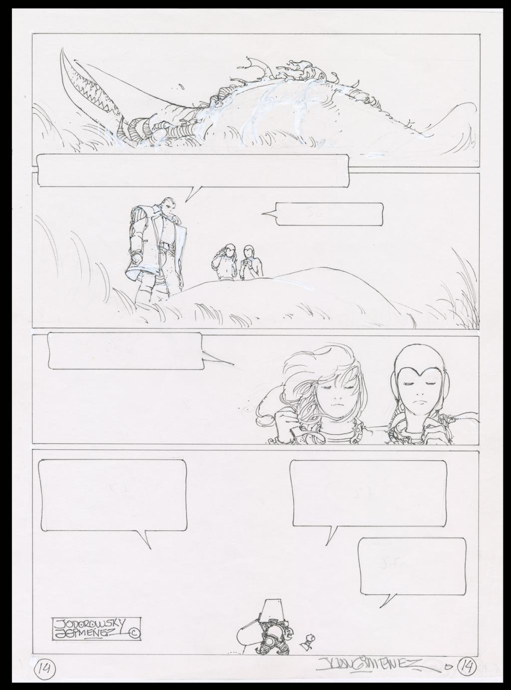 Planche originale n°14 accompagnée de sa première étape - Juan Gimenez - Technique mixte - 4407