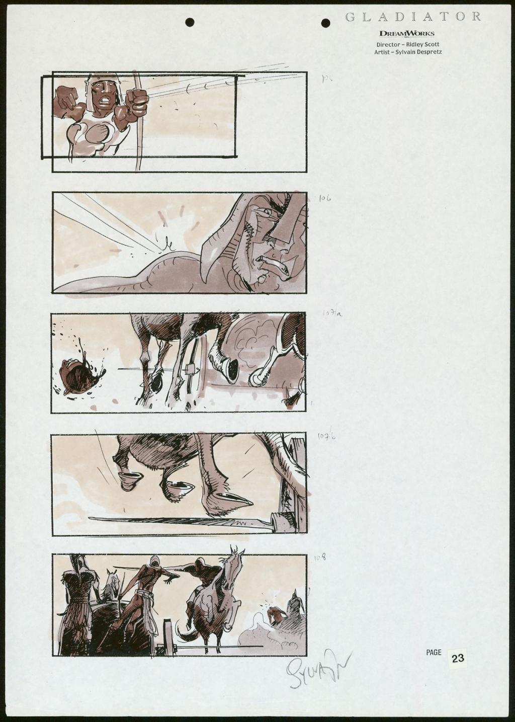 Story board pour le film Gladiator de Ridley Scott - Sylvain Despretz - Technique mixte sur papier - 3679