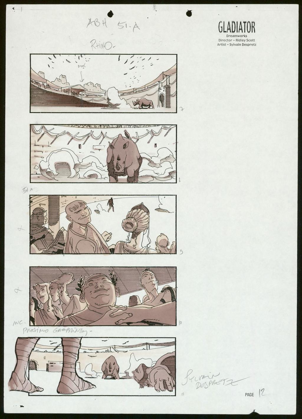 Story board pour le film Gladiator de Ridley Scott - Sylvain Despretz - Technique mixte sur papier - 3680