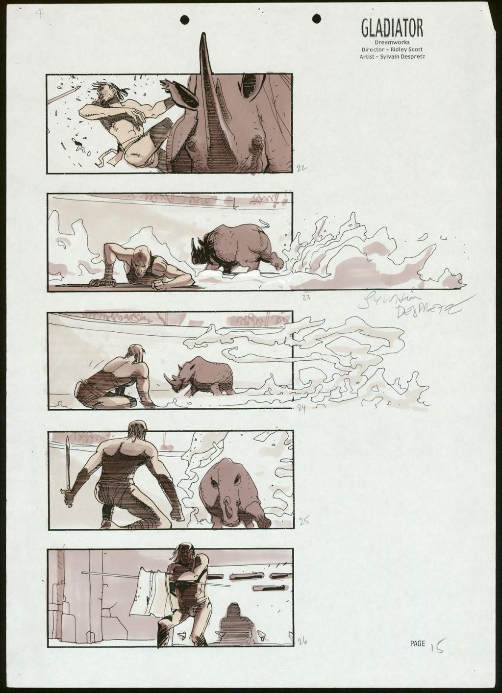 Story board pour le film Gladiator de Ridley Scott - Sylvain Despretz - Technique mixte sur papier - 3682